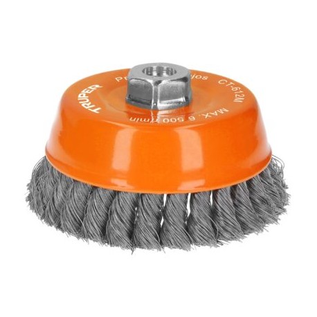 Carda copa 5? alambre trenzado fino, eje M14