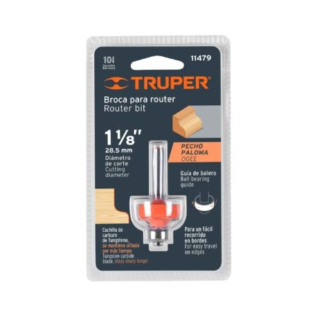 Broca para router, pecho paloma, 1-1/8? con balero