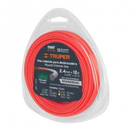 Hilo redondo para desbrozadora, 12 m largo, 2.4 mm
