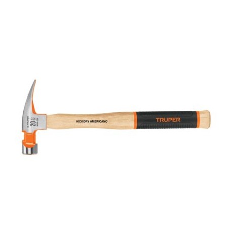 Martillo pulido uña recta 20 oz, cara fresada, mango hickory