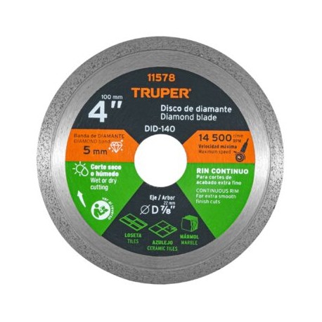 Disco de diamante de 4? x 1.6 mm rin continuo