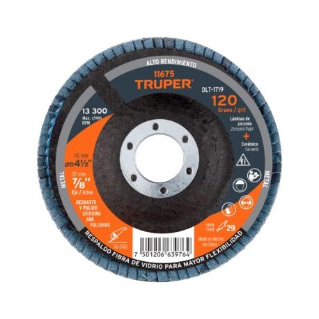 Disco 4-1/2? laminado grano 120 centro 7/8?