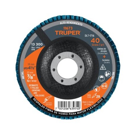 Disco 4-1/2? laminado grano 40 centro 7/8?