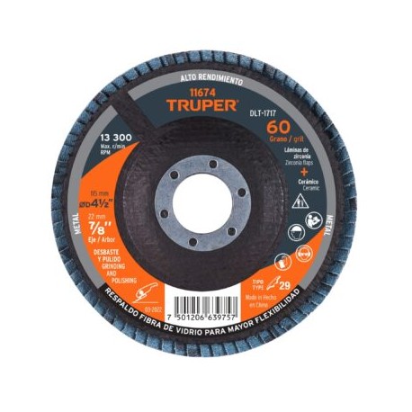 Disco 4-1/2? laminado grano 60 centro 7/8?
