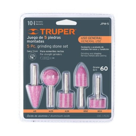 Juego de 5 piedras montadas zanco 1/4?, uso general