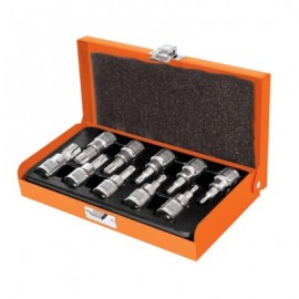 Juego de 10 dados cuadro 3/8? punta torx, estuche metálico